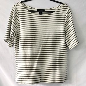 Tahari Black & Off White Striped Top Blouse XL GUC
